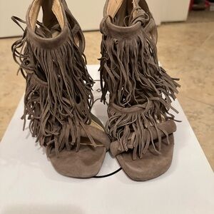 Steve Madden Taupe Fringe Suede Heels